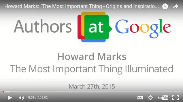 Video: Howard Marks on Risk, Passive Investing, Consistency and Not Overpaying for Good Companies