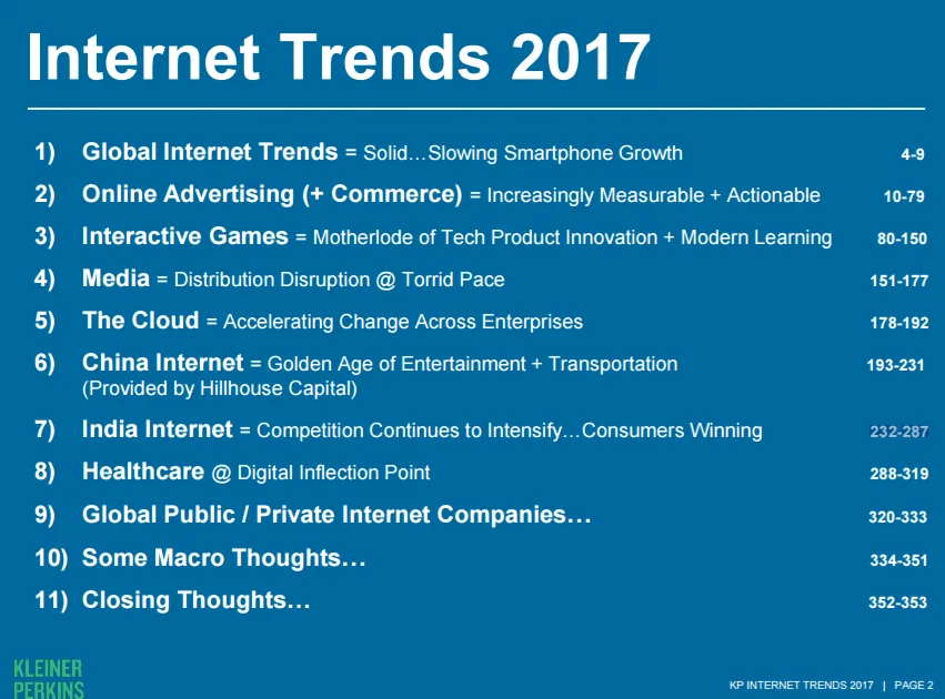 What We Are Reading: 2017 Internet Trends By Kleiner Perkins Caufield Byers