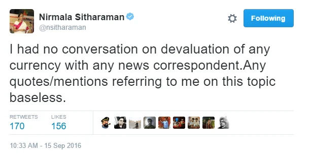 The Commerce Ministry Is Not Going To Devalue The Rupee
